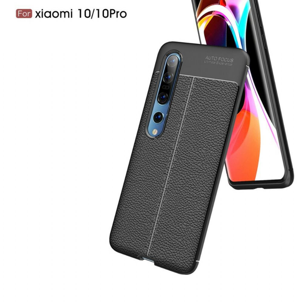 Hoesje voor Xiaomi Mi 10 / 10 Pro Dubbele Lijn Litchi Leder Effect