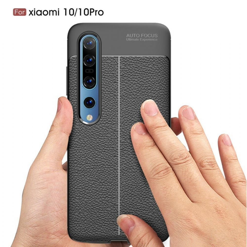 Hoesje voor Xiaomi Mi 10 / 10 Pro Dubbele Lijn Litchi Leder Effect