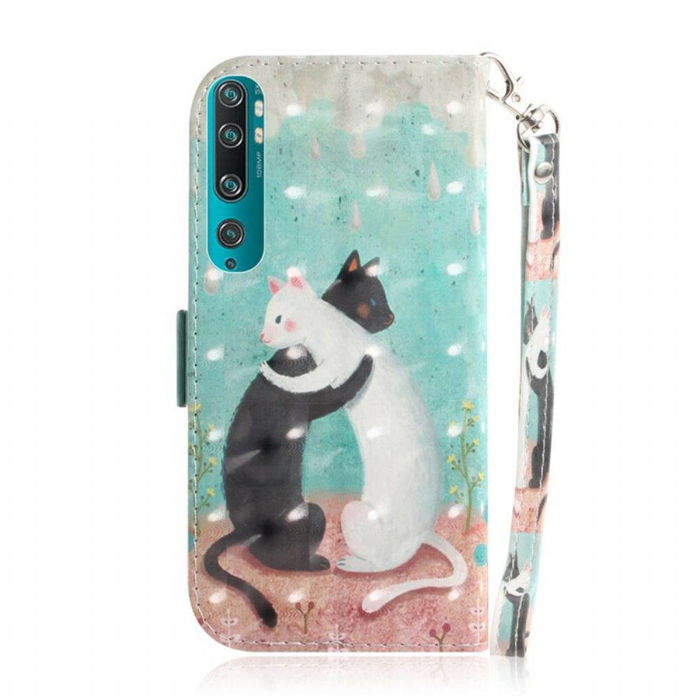 Leren Hoesje voor Xiaomi Mi 10 / 10 Pro Met Ketting Thong Kat Vrienden