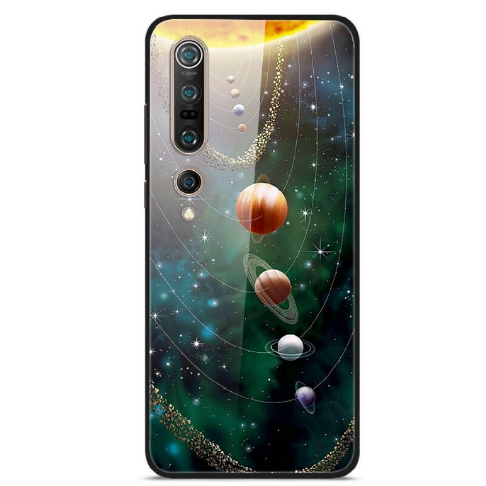 Telefoonhoesje voor Xiaomi Mi 10 / 10 Pro Gehard Glas Planeten Zonnestelsel