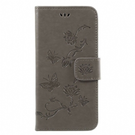 Flip Case voor Samsung Galaxy J3 2017 Aziatische Vlinders En Bloemen