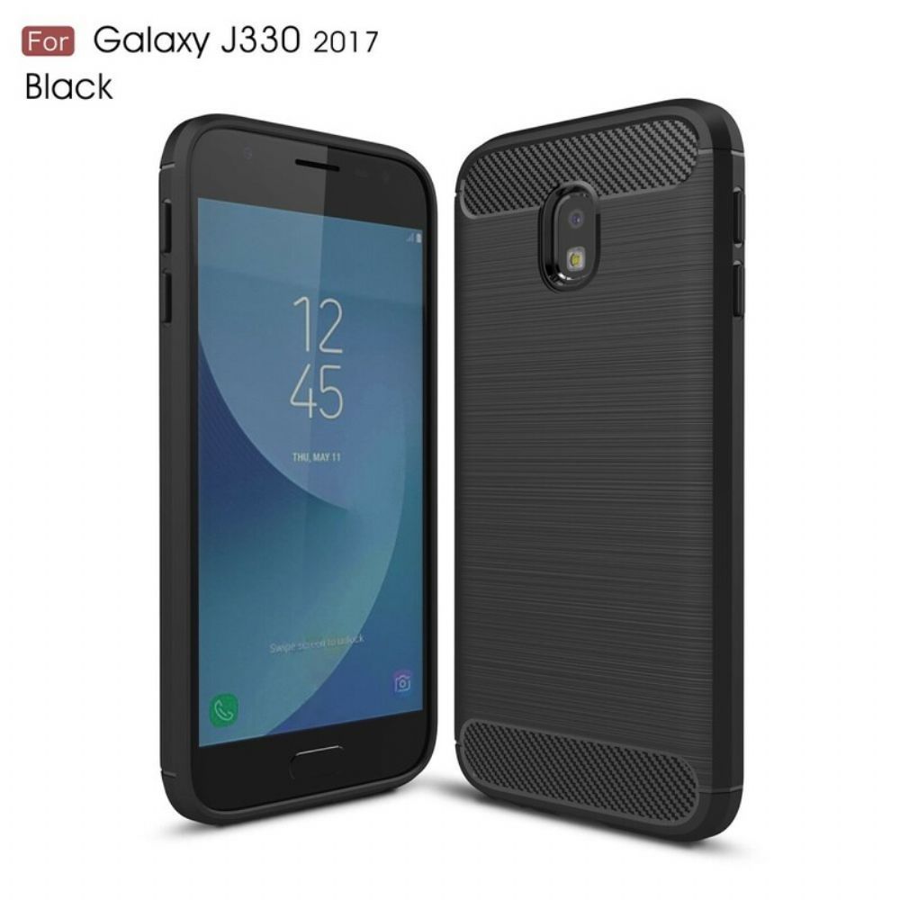 Telefoonhoesje voor Samsung Galaxy J3 2017 Geborstelde Koolstofvezel