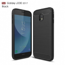 Telefoonhoesje voor Samsung Galaxy J3 2017 Geborstelde Koolstofvezel