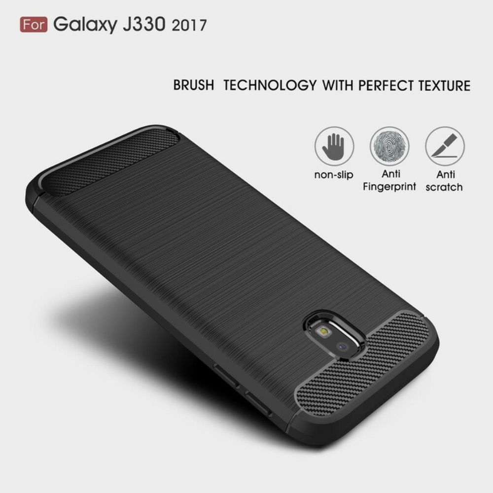 Telefoonhoesje voor Samsung Galaxy J3 2017 Geborstelde Koolstofvezel