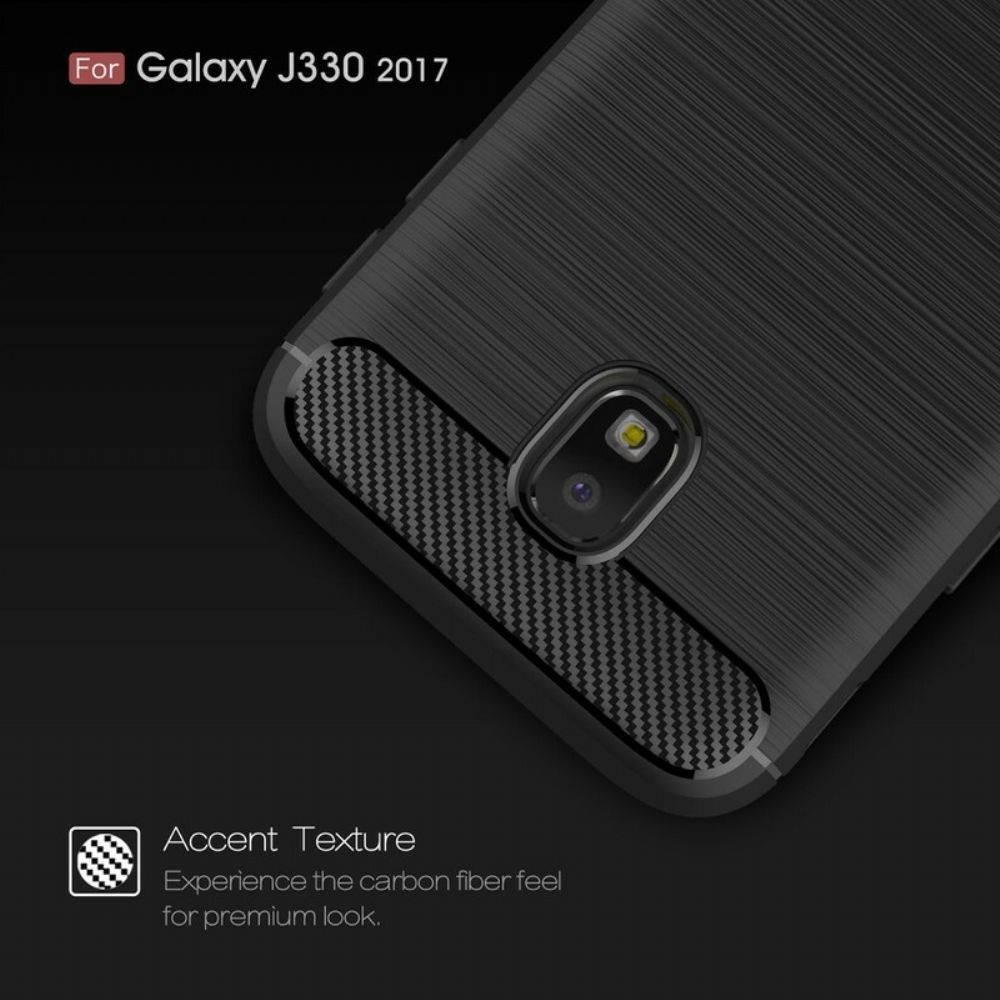 Telefoonhoesje voor Samsung Galaxy J3 2017 Geborstelde Koolstofvezel