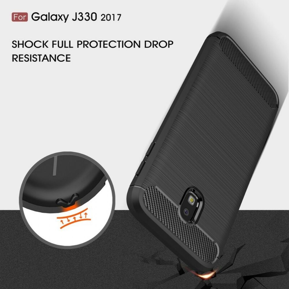 Telefoonhoesje voor Samsung Galaxy J3 2017 Geborstelde Koolstofvezel