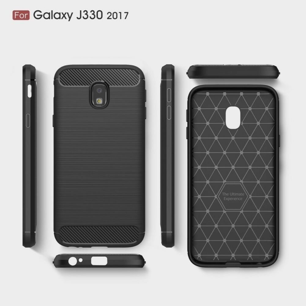 Telefoonhoesje voor Samsung Galaxy J3 2017 Geborstelde Koolstofvezel