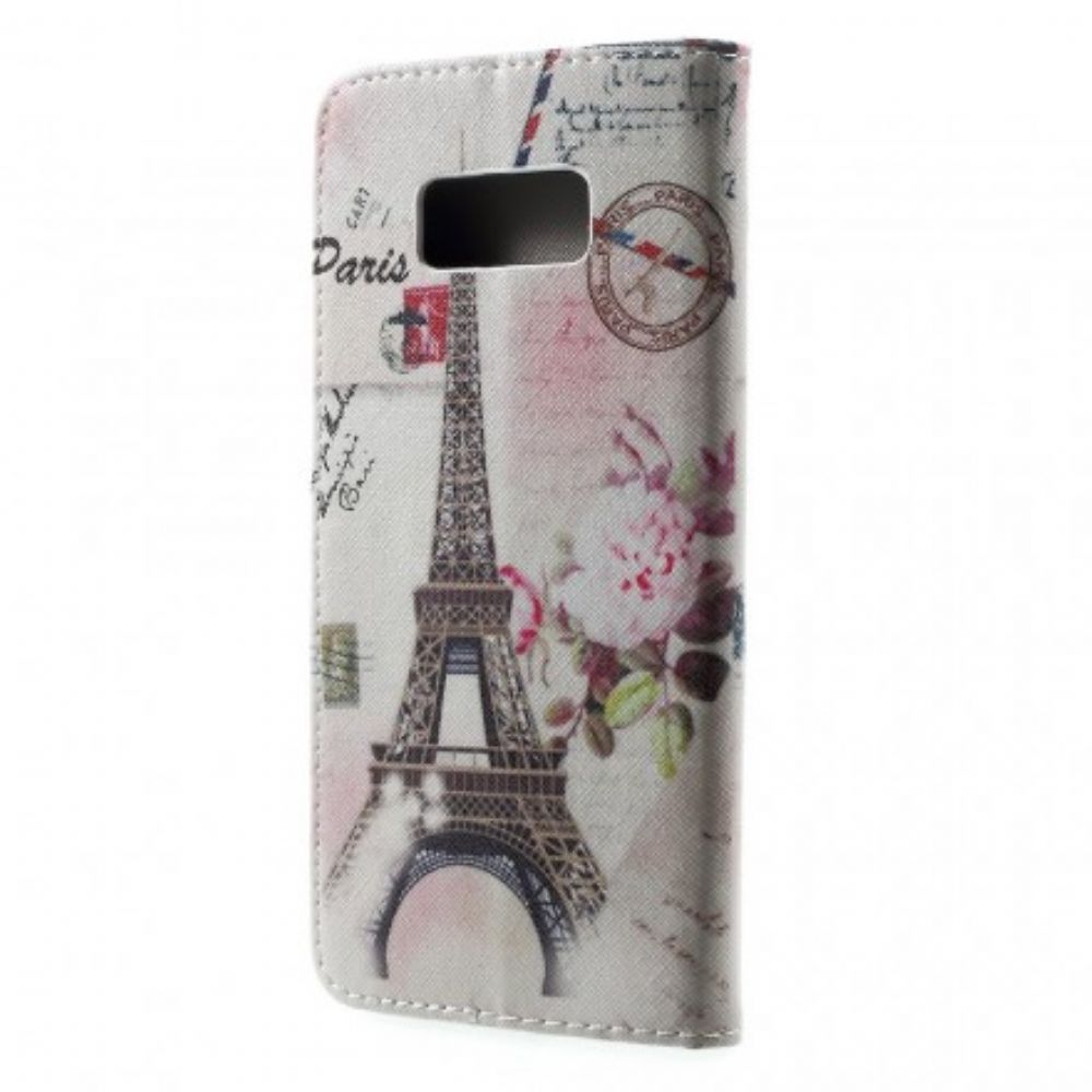 Flip Case voor Samsung Galaxy S8 Plus Retro Eiffeltoren