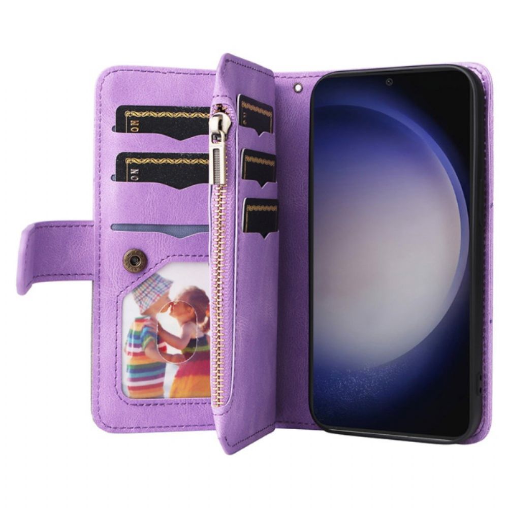 Bescherming Hoesje Samsung Galaxy S24 5g Met Portemonnee Met Tweekleurige Bandjes