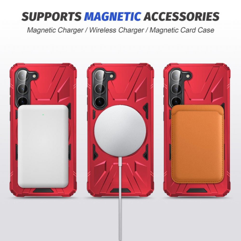 Case Hoesje Samsung Galaxy S24 5g Telefoonhoesje Magsafe-compatibele Ringhouder Met Metaaleffect