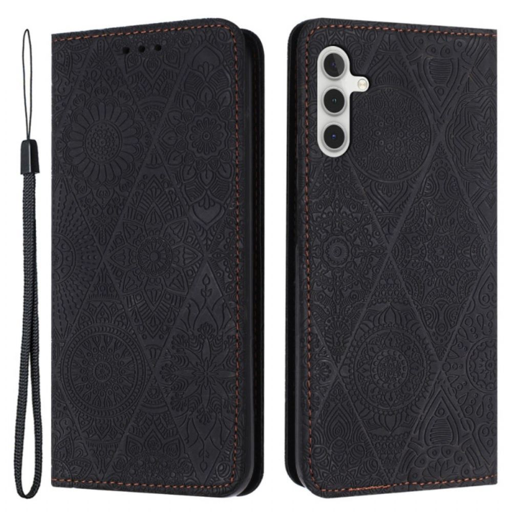 Folio-hoesje Samsung Galaxy S24 5g Tapestry-stijl Met Riem