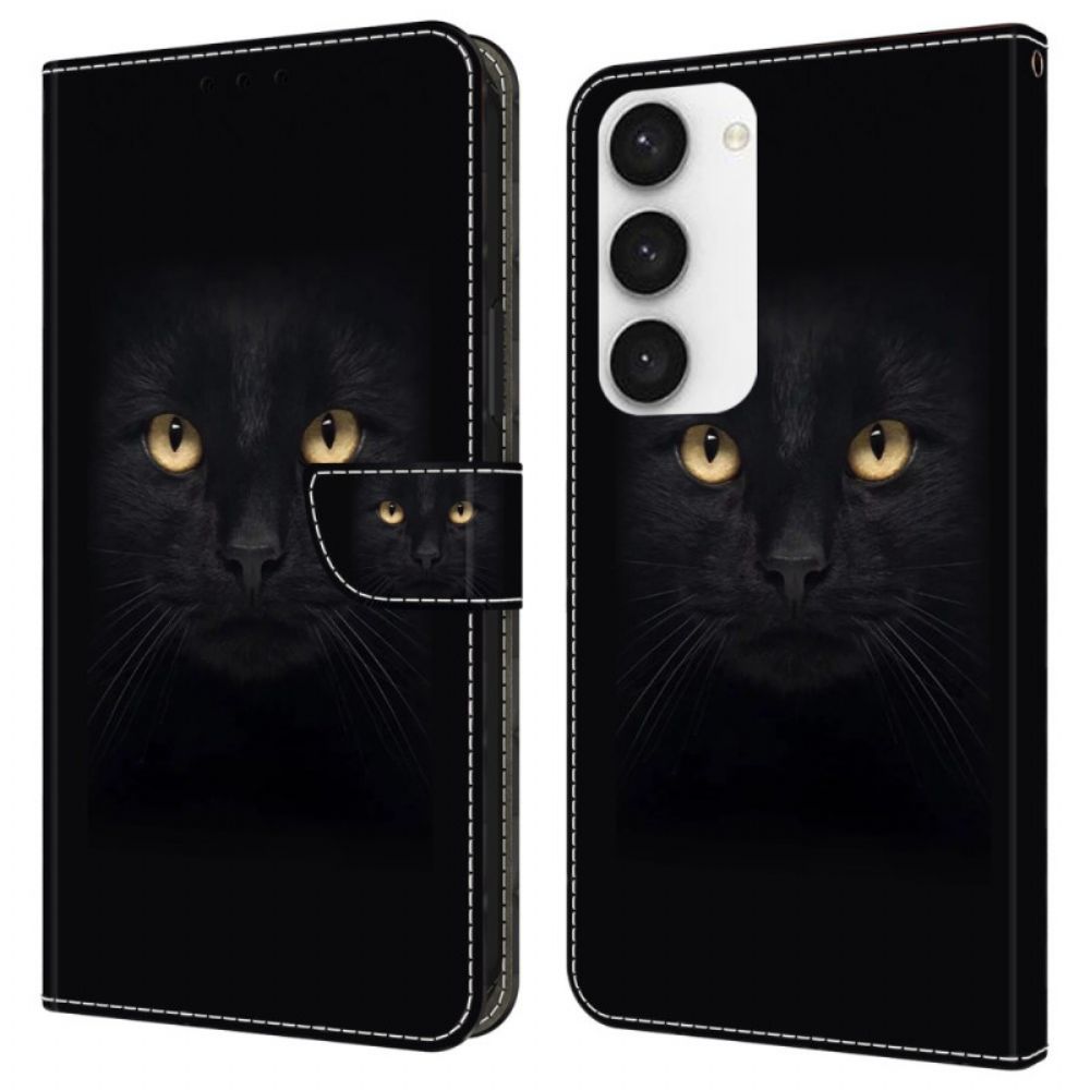 Folio-hoesje Samsung Galaxy S24 5g Telefoonhoesje Zwarte Kattenogen