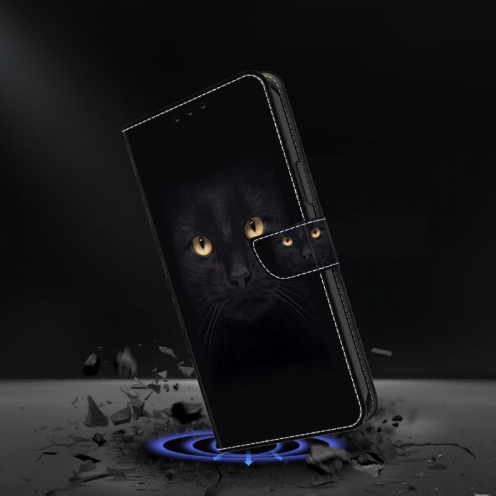 Folio-hoesje Samsung Galaxy S24 5g Telefoonhoesje Zwarte Kattenogen