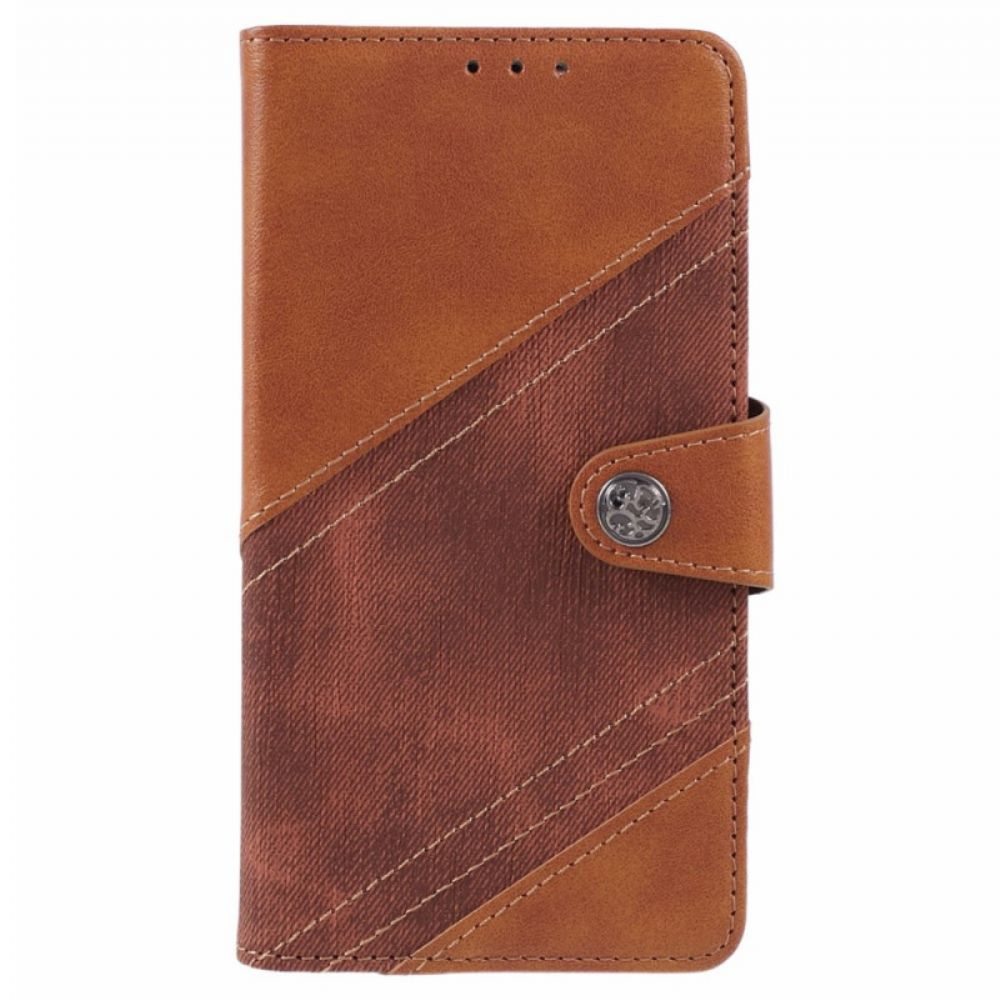 Folio-hoesje Samsung Galaxy S24 5g Tweekleurige Jeansstijl