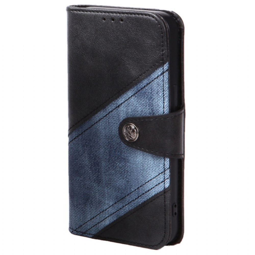 Folio-hoesje Samsung Galaxy S24 5g Tweekleurige Jeansstijl