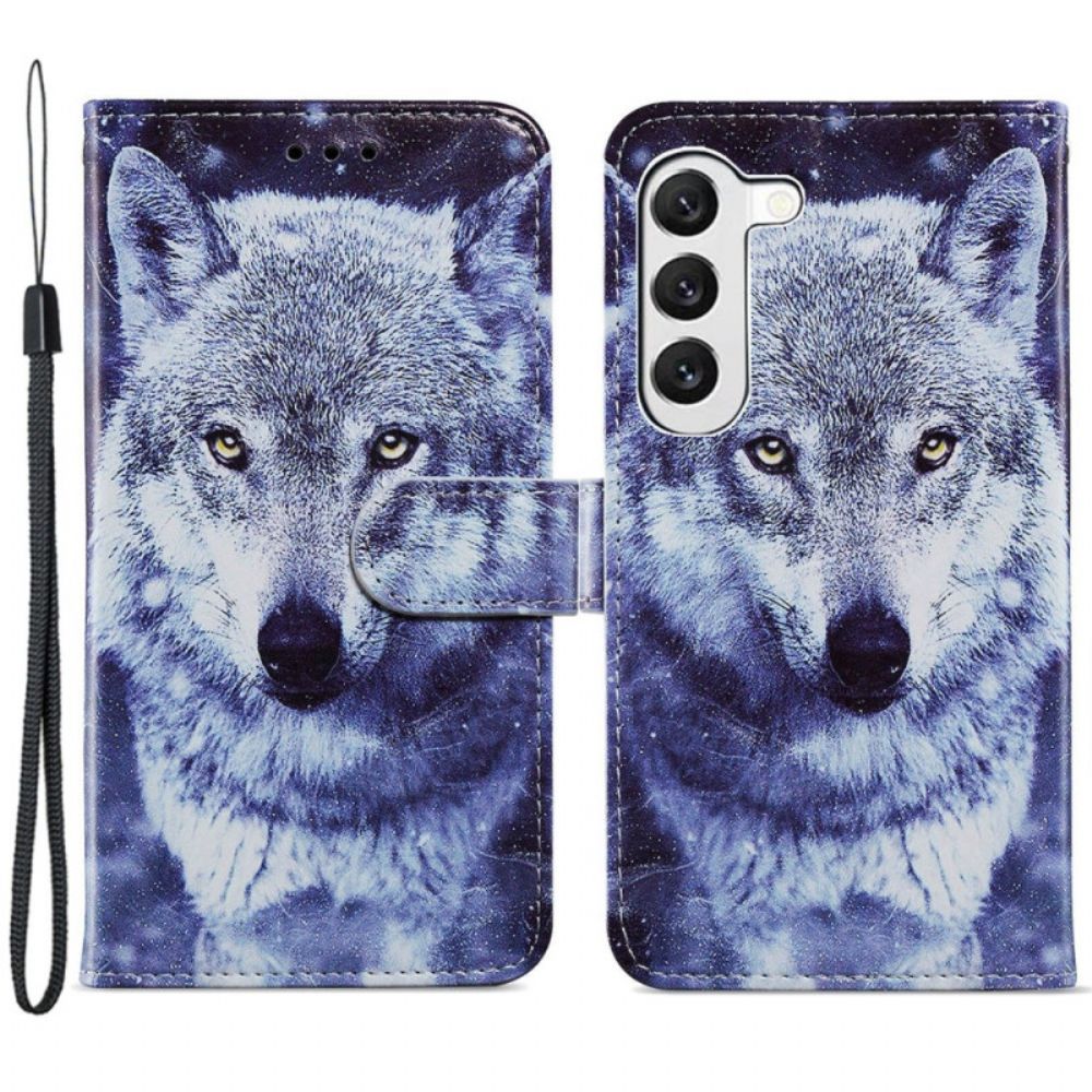 Folio-hoesje Samsung Galaxy S24 5g Witte Wolf Met Riem