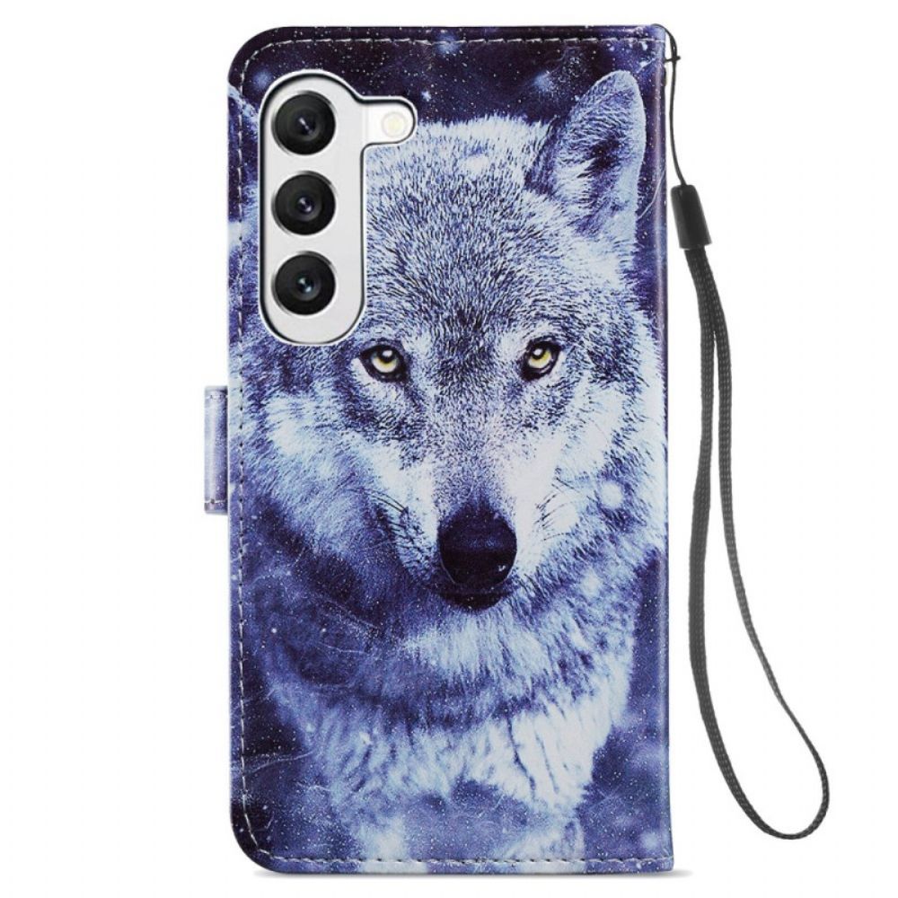 Folio-hoesje Samsung Galaxy S24 5g Witte Wolf Met Riem