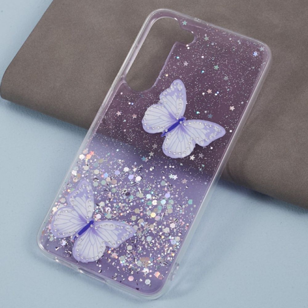 Hoesje Samsung Galaxy S24 5g Glittervlinders Bescherming Hoesje