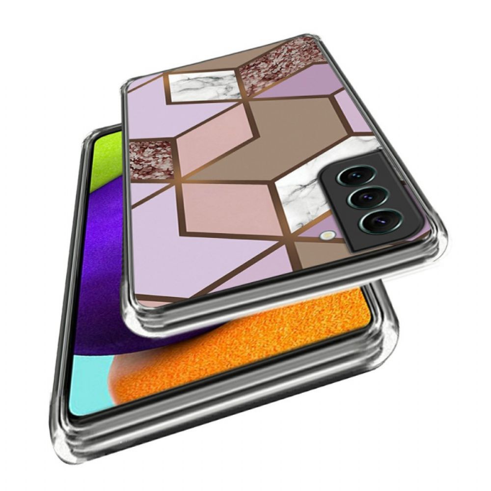 Hoesje Voor Samsung Galaxy S24 5g Marmerpatroon Met Abstracte Geometrie