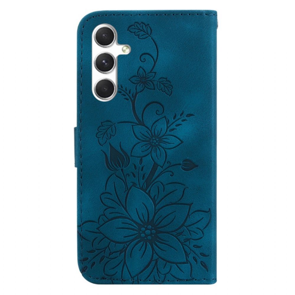 Leren Hoesje Samsung Galaxy S24 5g Bandje Bloemen Bescherming Hoesje