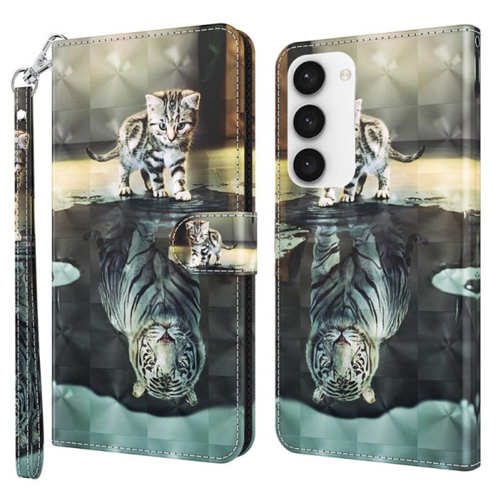 Leren Hoesje Samsung Galaxy S24 5g Droom Van Kitten Met Riem Bescherming Hoesje