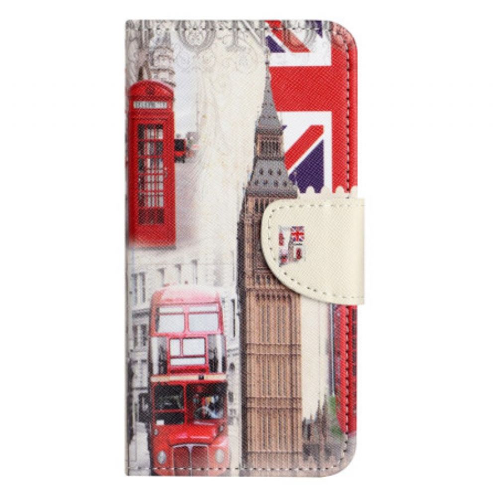 Leren Hoesje Samsung Galaxy S24 5g Londen Leven In Lanière Bescherming Hoesje