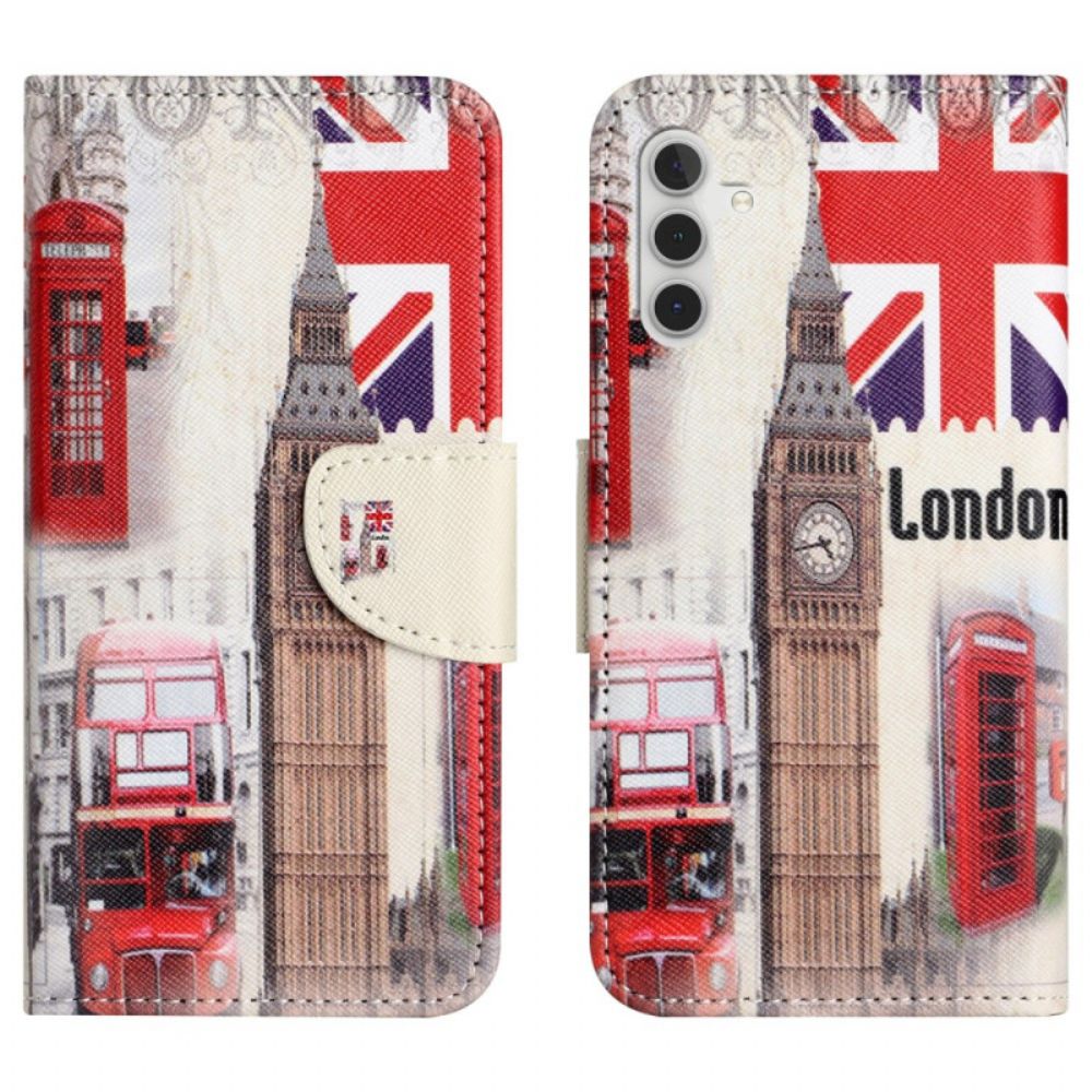 Leren Hoesje Samsung Galaxy S24 5g Londen Leven In Lanière Bescherming Hoesje