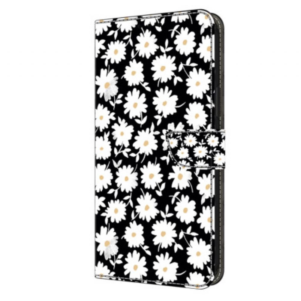 Leren Hoesje Samsung Galaxy S24 5g Madeliefjes Bescherming Hoesje