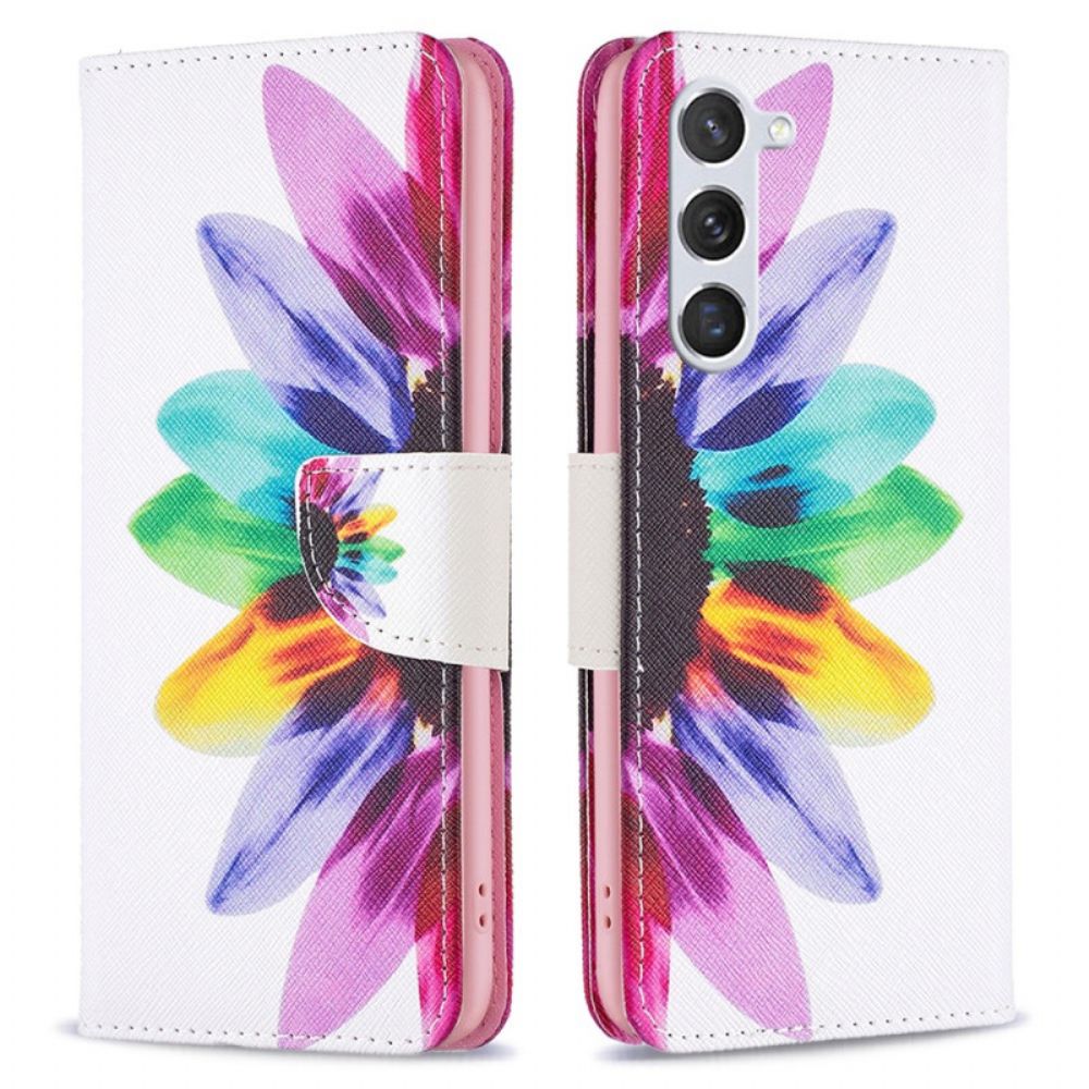 Leren Hoesje Samsung Galaxy S24 5g Waterverfbloem Bescherming Hoesje