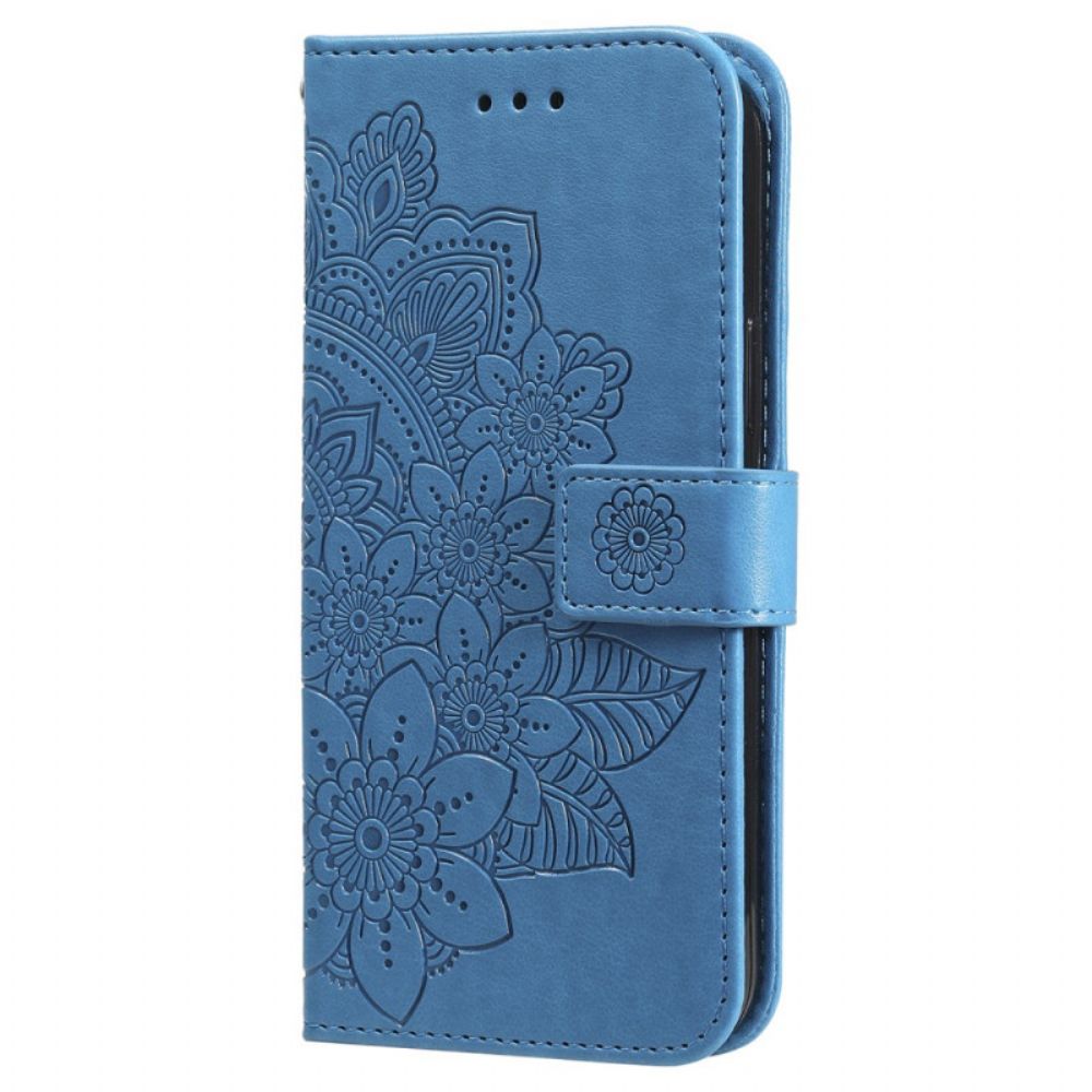 Leren Hoesje Voor Samsung Galaxy S24 5g Bloemenmandala Met Koord