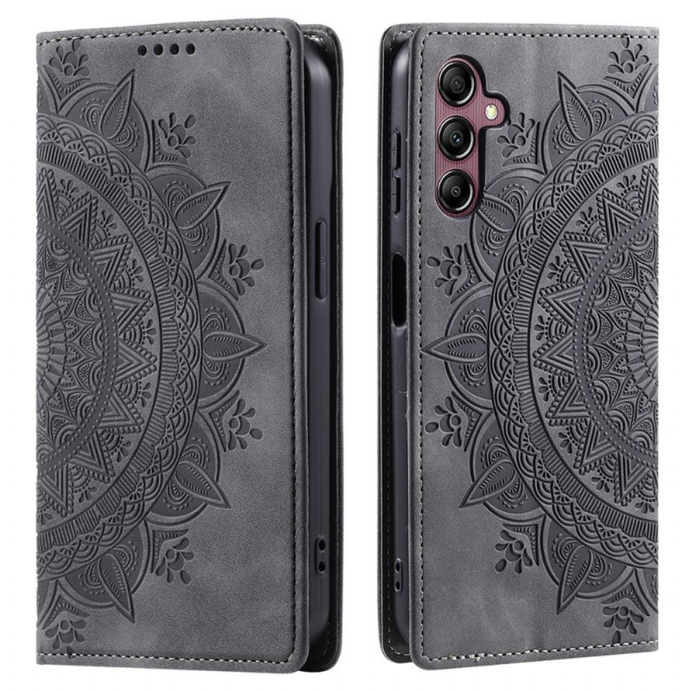 Leren Hoesje Voor Samsung Galaxy S24 5g Discrete Mandala Met Riempje