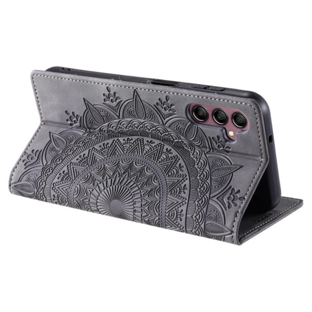 Leren Hoesje Voor Samsung Galaxy S24 5g Discrete Mandala Met Riempje