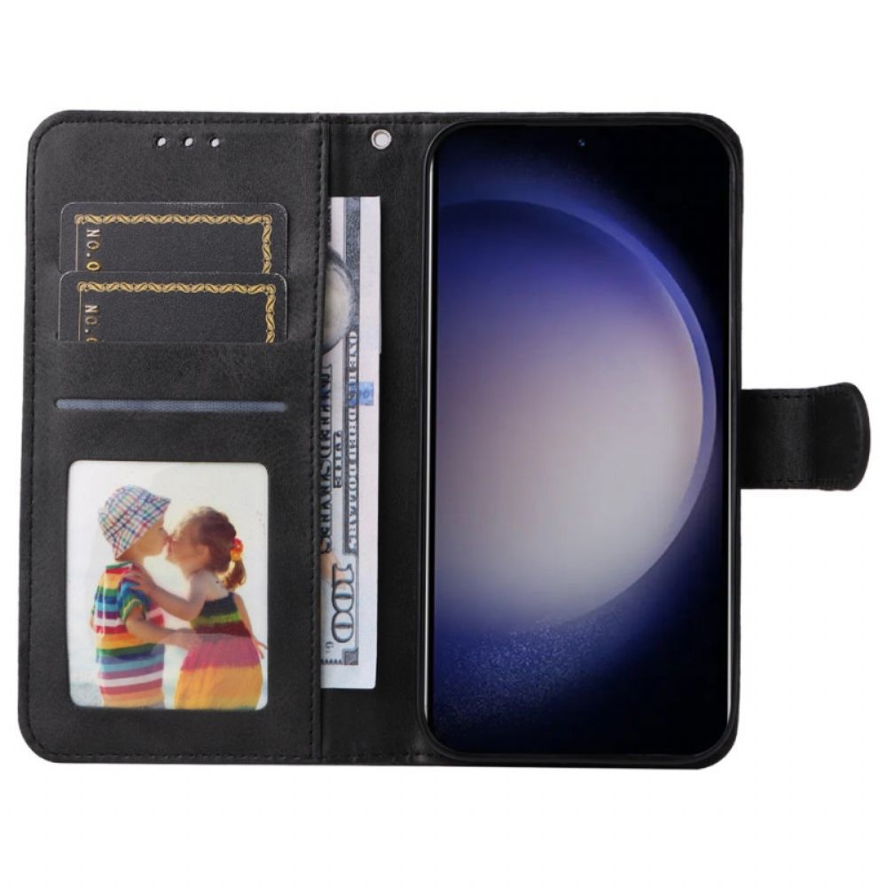 Leren Hoesje Voor Samsung Galaxy S24 5g Ledereffect Met Riem