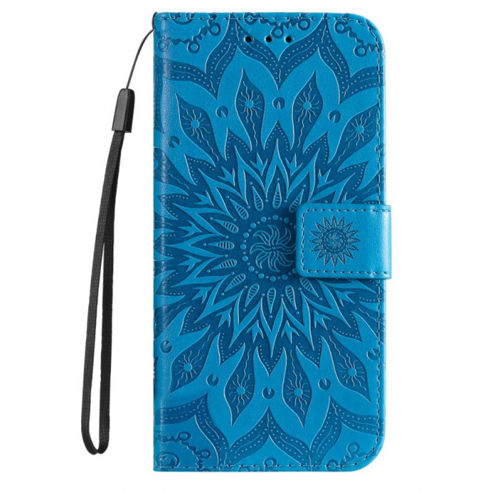 Leren Hoesje Voor Samsung Galaxy S24 5g Prachtige Mandala Met Riem