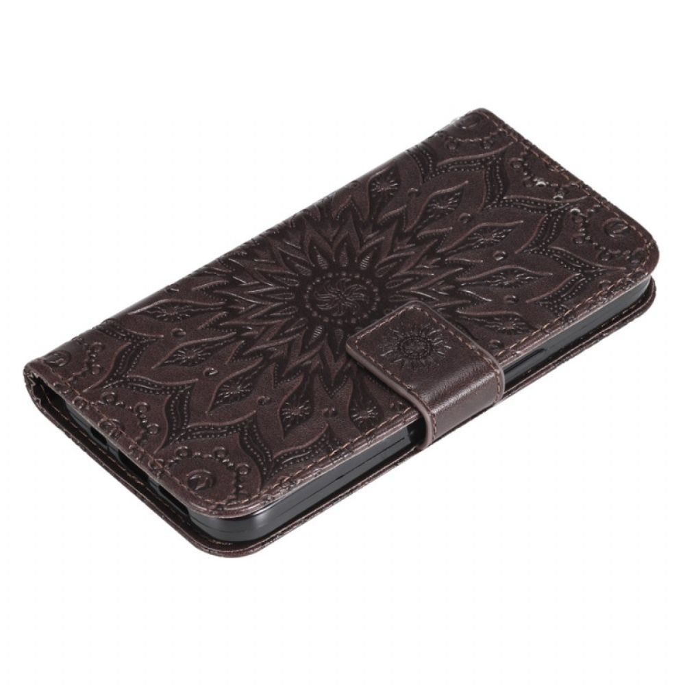 Leren Hoesje Voor Samsung Galaxy S24 5g Prachtige Mandala Met Riem