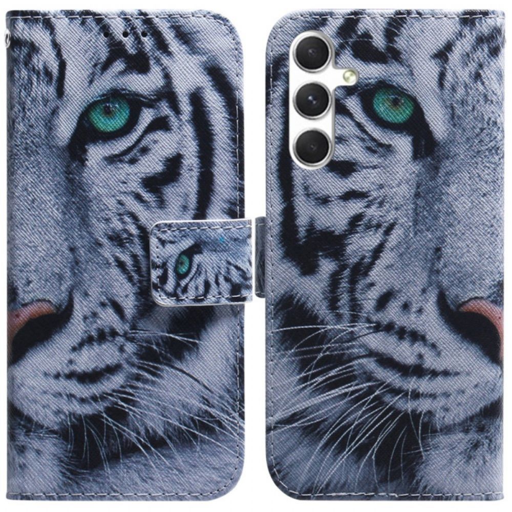 Leren Hoesje Voor Samsung Galaxy S24 5g Witte Tijger