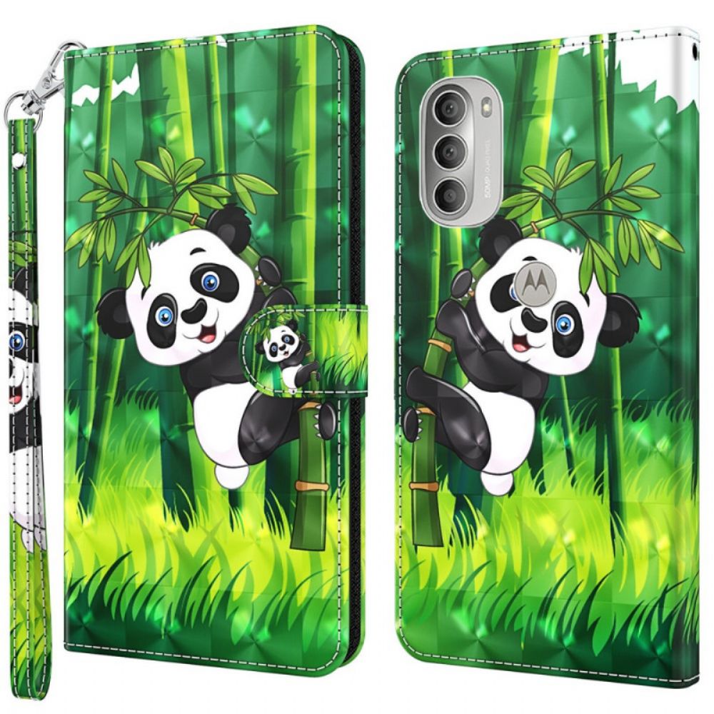 Flip Case voor Moto G51 5G Panda En Bamboe