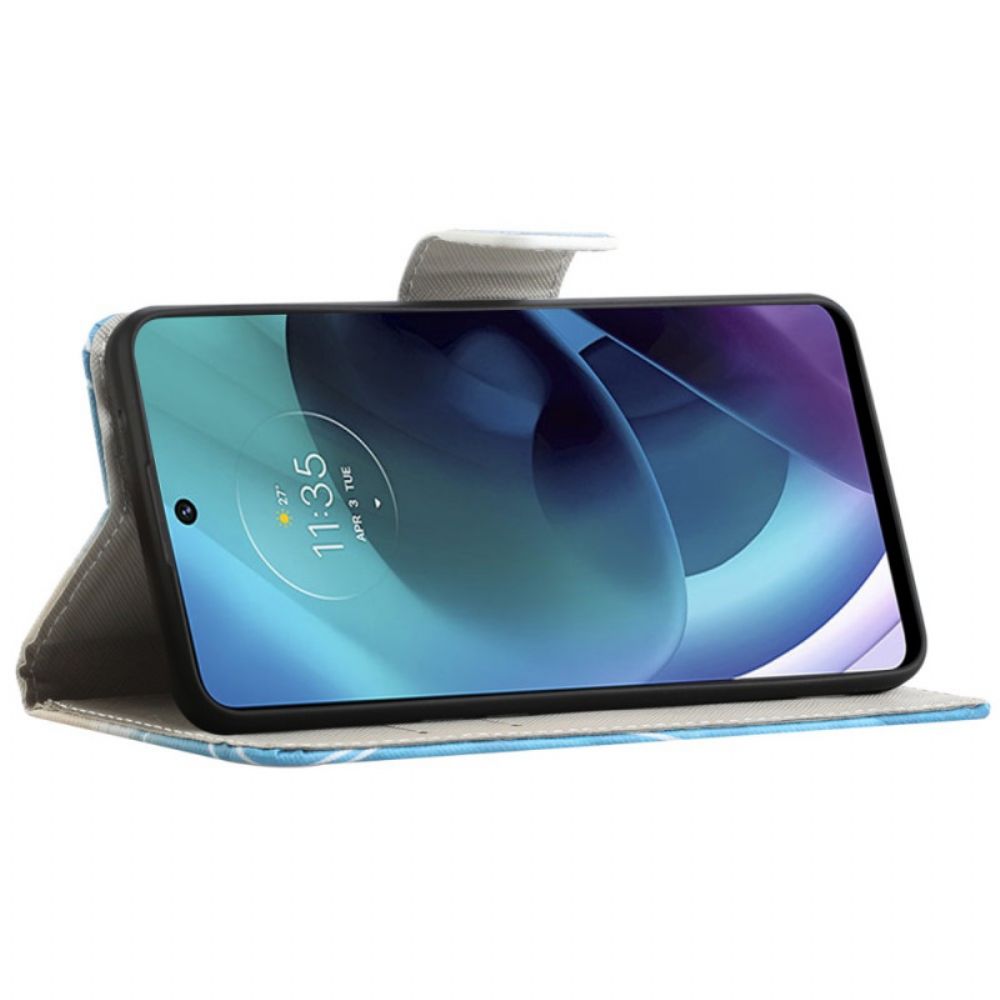 Folio-hoesje voor Moto G51 5G Blauwe En Gele Vlinder