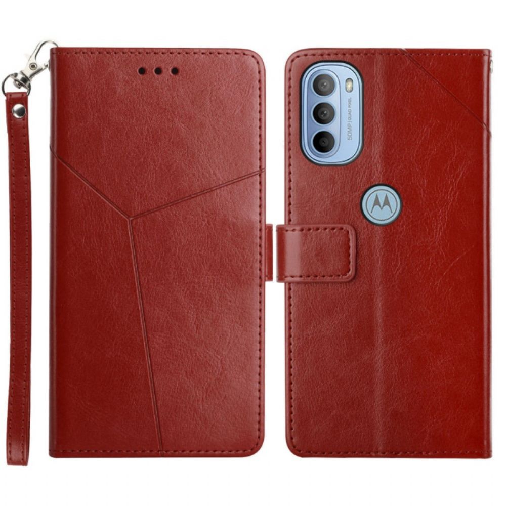 Folio-hoesje voor Moto G51 5G Geo Y Design Lederen Stijl