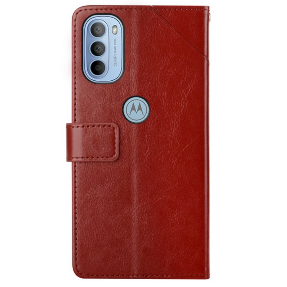 Folio-hoesje voor Moto G51 5G Geo Y Design Lederen Stijl