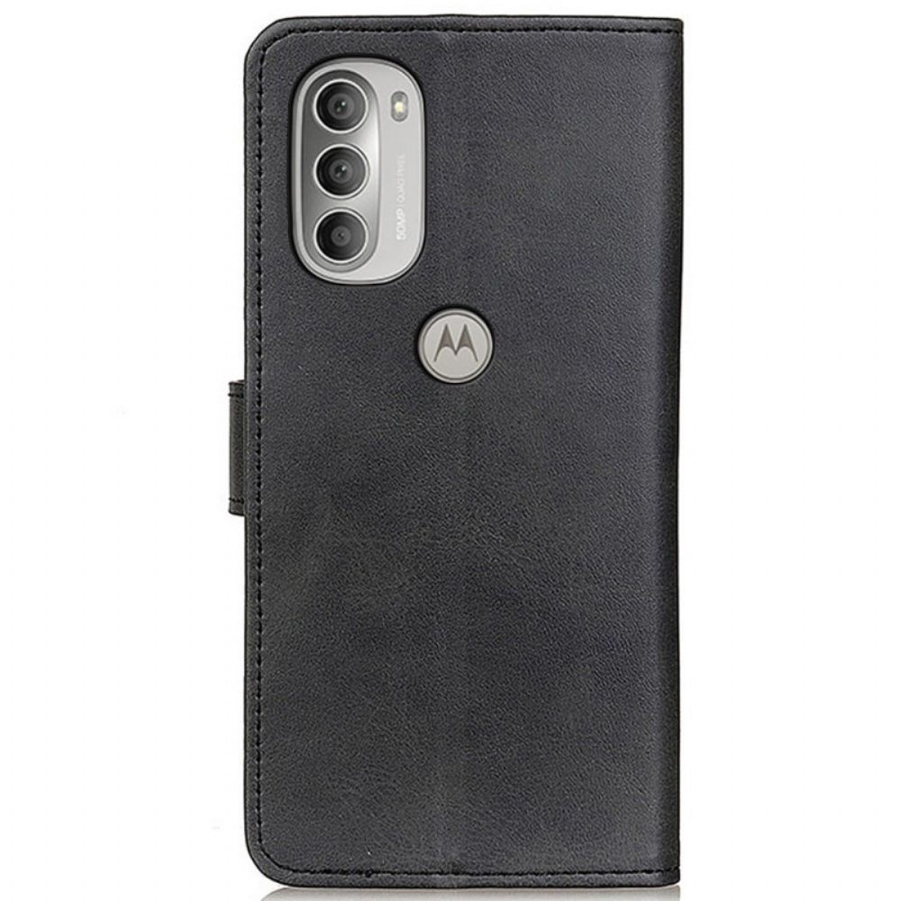 Folio-hoesje voor Moto G51 5G Retro Mat Leereffect