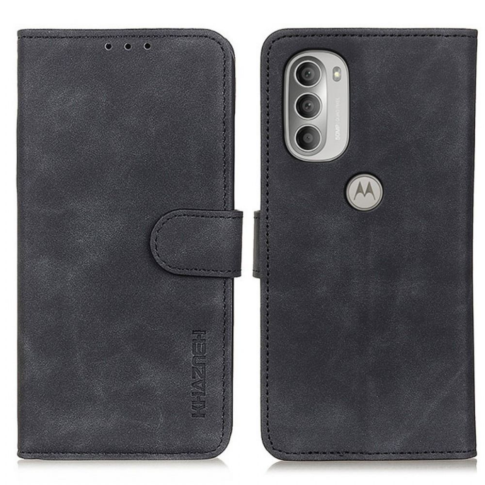 Folio-hoesje voor Moto G51 5G Vintage Leereffect Khazneh