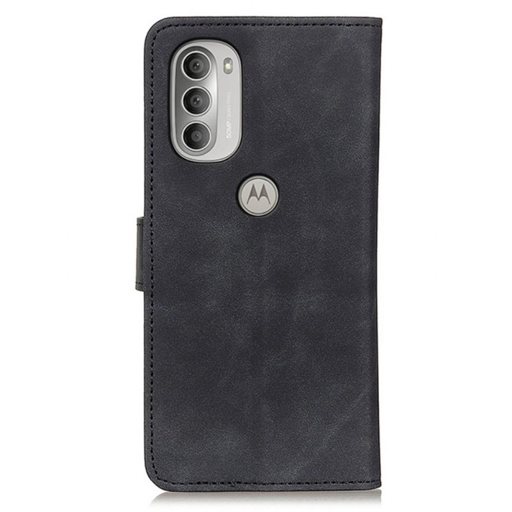 Folio-hoesje voor Moto G51 5G Vintage Leereffect Khazneh