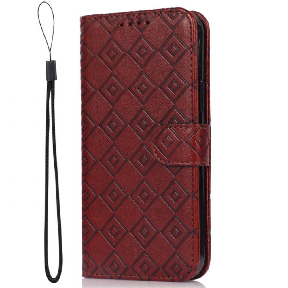 Leren Hoesje voor Moto G51 5G Faux Leather Pattern Checks