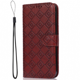 Leren Hoesje voor Moto G51 5G Faux Leather Pattern Checks