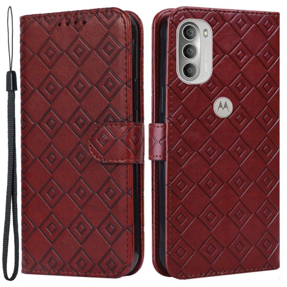 Leren Hoesje voor Moto G51 5G Faux Leather Pattern Checks