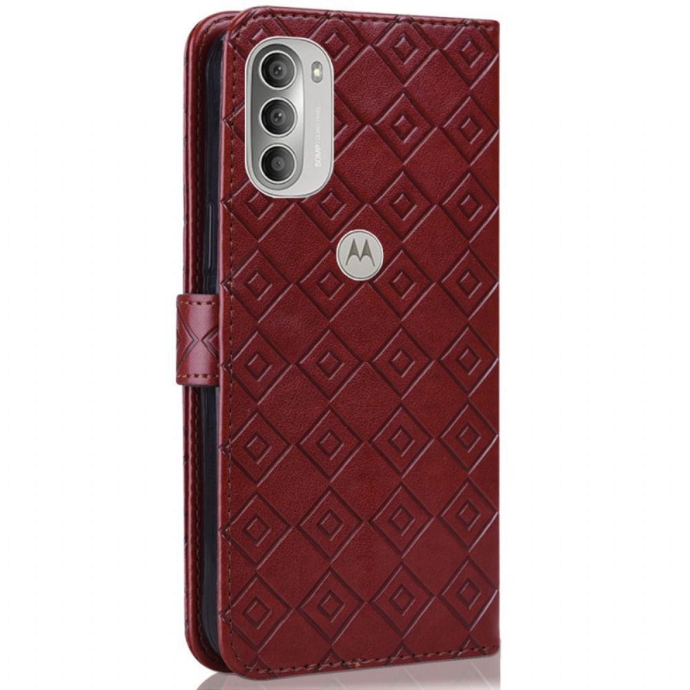 Leren Hoesje voor Moto G51 5G Faux Leather Pattern Checks