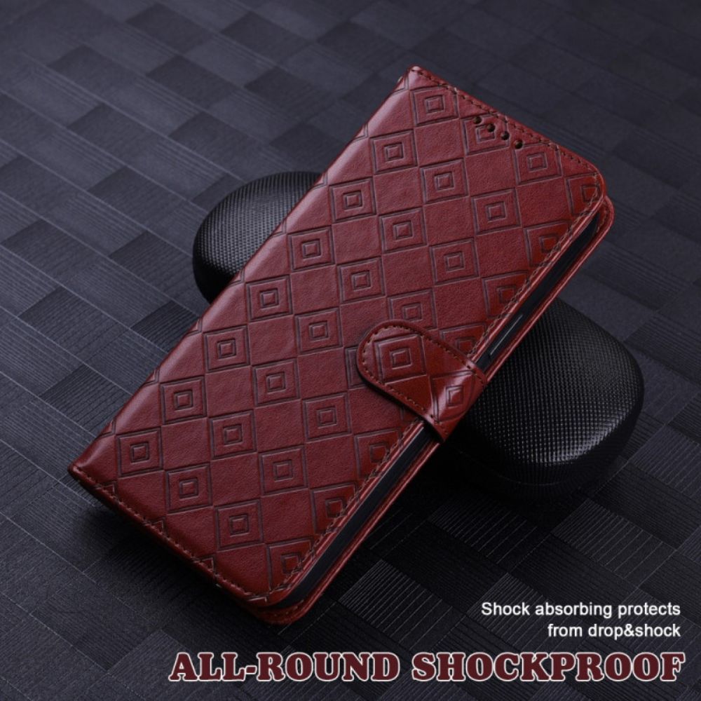 Leren Hoesje voor Moto G51 5G Faux Leather Pattern Checks