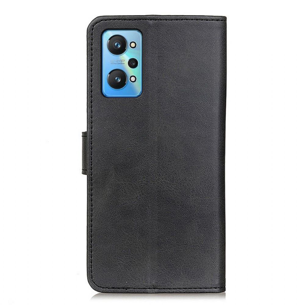 Folio-hoesje voor Realme GT Neo 3T / Neo 2 Retro Leereffect Mat