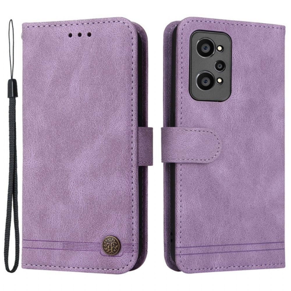 Leren Hoesje voor Realme GT Neo 3T / Neo 2 Faux Lederen Klinknagel En Riem